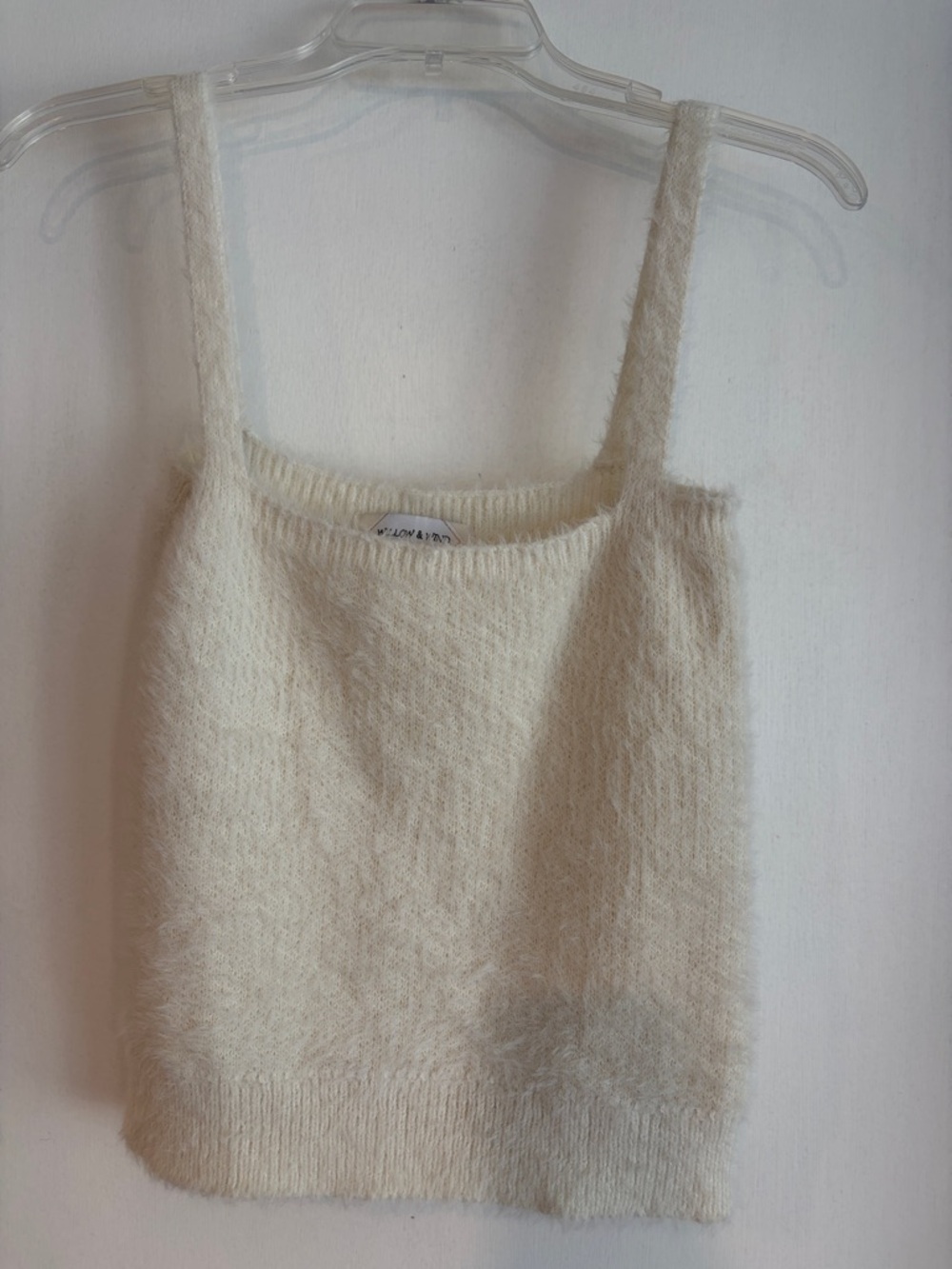 Willow & Wind Fuzzy Eyelash Knit Cropped Tank Top